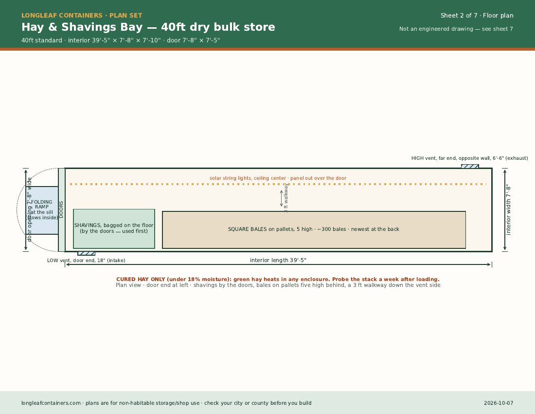 Hay & Shavings Bay plan set: floor plan sheet
