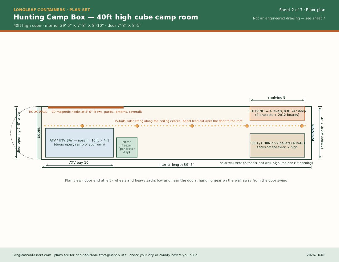 Hunting Camp Box plan set floor plan sheet