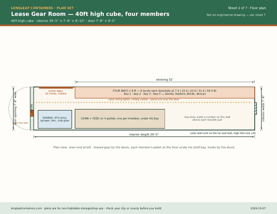 Lease Gear Room plan set: floor plan sheet
