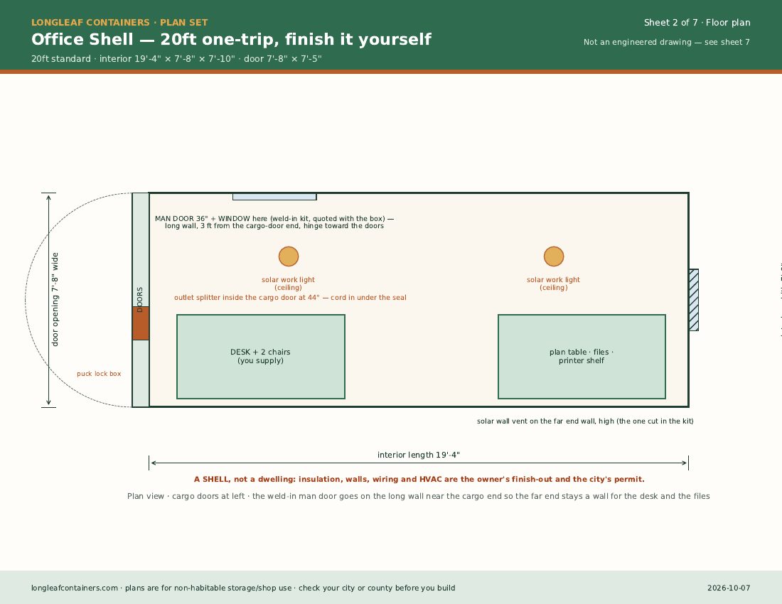 Office Shell plan set: floor plan sheet