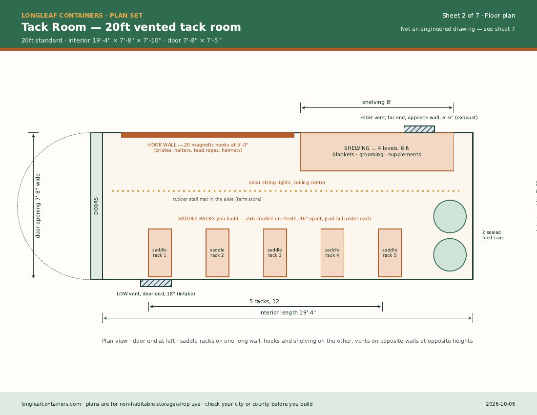 Tack Room plan set floor plan sheet