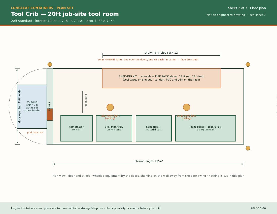 Tool Crib plan set: floor plan sheet