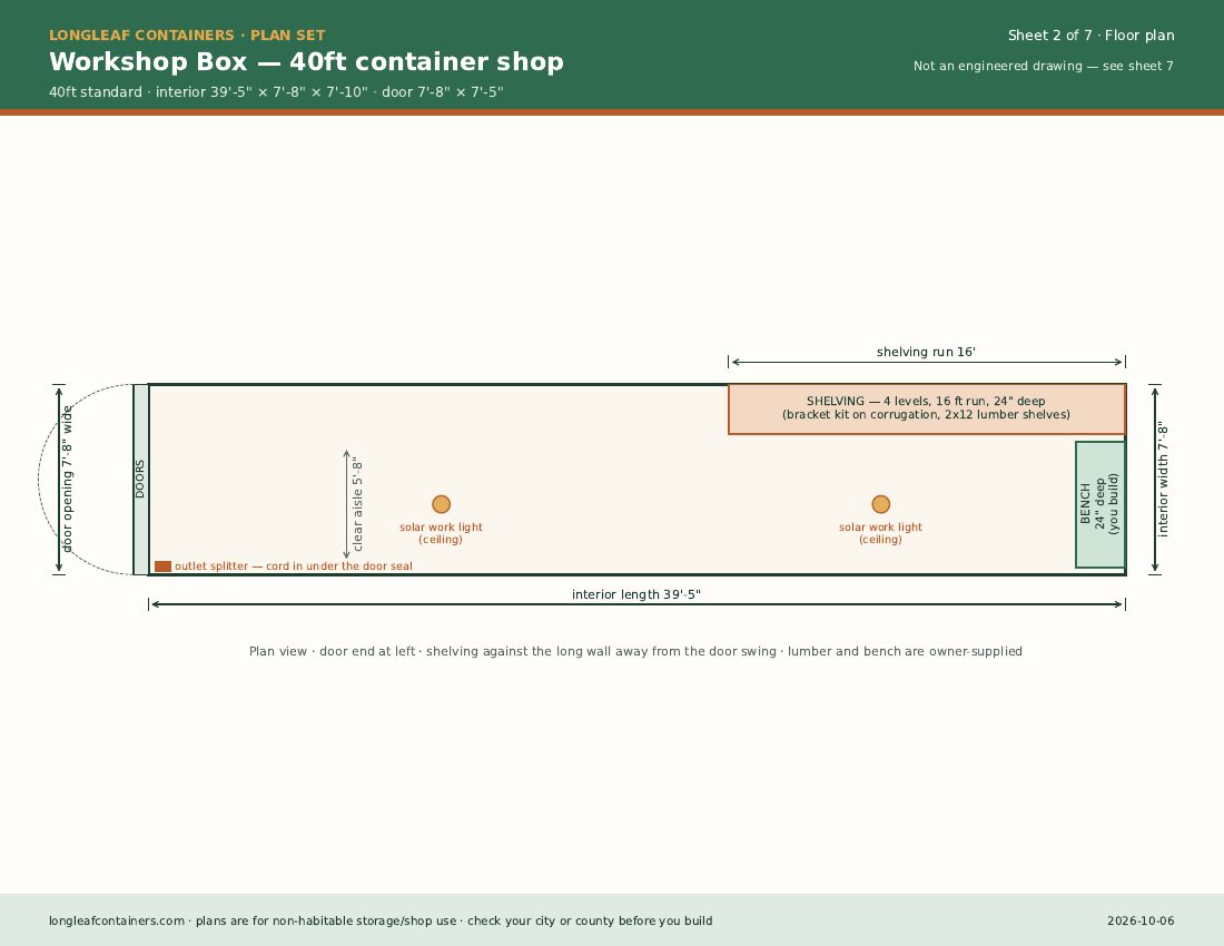Workshop Box plan set: floor plan sheet